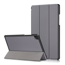 Tri-fold Stand PU Smart Auto Wake/Sleep Leather Case priekš Samsung Galaxy Tab A7 (2020 / 2022) T500 / T505 / T509 - Pelēks - sāniski atverams maciņš ar stendu