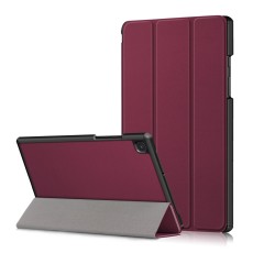 Tri-fold Stand PU Smart Auto Wake/Sleep Leather Case priekš Samsung Galaxy Tab A7 (2020 / 2022) T500 / T505 / T509 - Bordo - sāniski atverams maciņš ar stendu