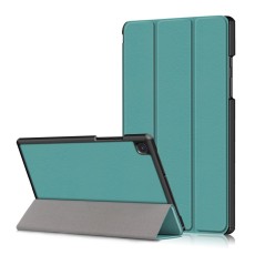 Tri-fold Stand PU Smart Auto Wake/Sleep Leather Case priekš Samsung Galaxy Tab A7 (2020 / 2022) T500 / T505 / T509 - Tirkīzs - sāniski atverams maciņš ar stendu