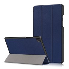 Tri-fold Stand PU Smart Auto Wake/Sleep Leather Case priekš Samsung Galaxy Tab A7 (2020 / 2022) T500 / T505 / T509 - Tumši Zils - sāniski atverams maciņš ar stendu