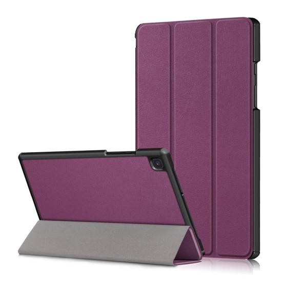 Tri-fold Stand PU Smart Auto Wake/Sleep Leather Case priekš Samsung Galaxy Tab A7 (2020 / 2022) T500 / T505 / T509 - Violets - sāniski atverams maciņš ar stendu