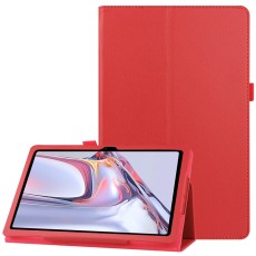 Litchi Texture Leather Stand Protective Case priekš Samsung Galaxy Tab A7 (2020 / 2022) T500 / T505 / T509 - Sarkans - sāniski atverams maciņš ar stendu