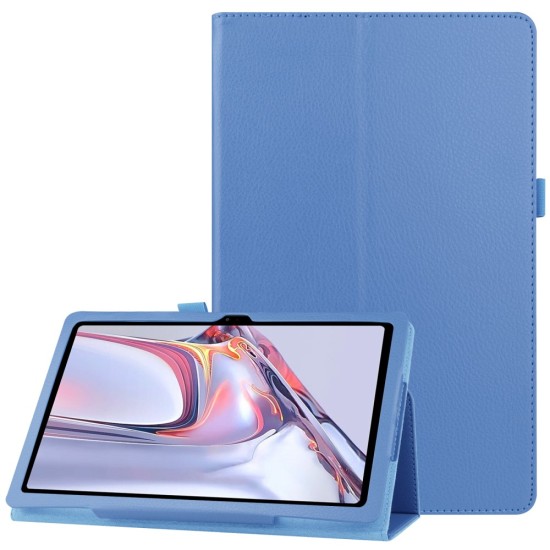 Litchi Texture Leather Stand Protective Case priekš Samsung Galaxy Tab A7 (2020 / 2022) T500 / T505 / T509 - Gaiši Zils - sāniski atverams maciņš ar stendu