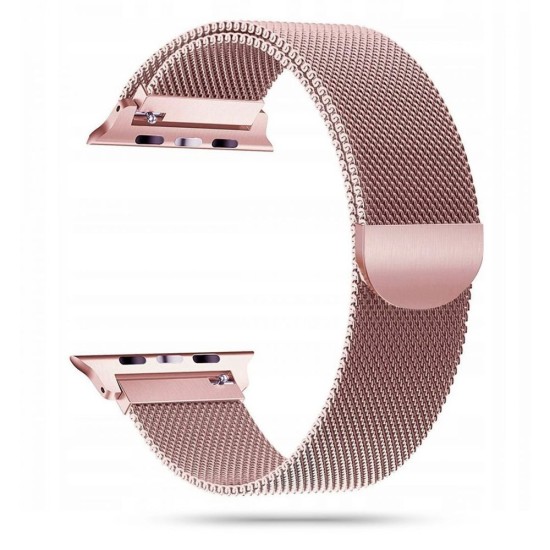 Tech-Protect Magnetic Milanese Metal Watch Band priekš Apple Watch 38 / 40 / 41 mm - Rozā Zelts - siksniņa viedpulksteņiem no nerūsējoša tērauda ar magnētu