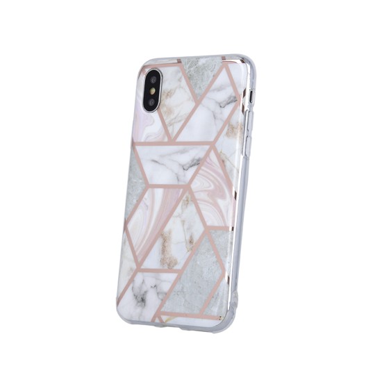 Geometric Marmur Back Case priekš Apple iPhone 12 / 12 Pro - Rozā - silikona aizmugures apvalks / bampers-vāciņš