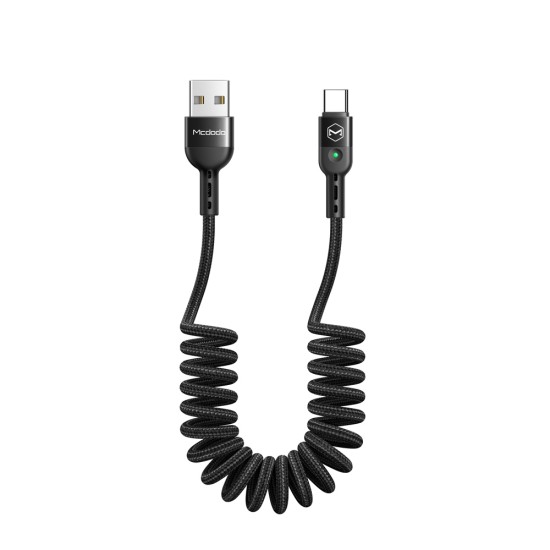 Mcdodo 1.8M Omega CA-6420 3A USB to Type-C cable - Чёрный - USB-C спиралевидный дата кабель / провод для зарядки