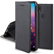 Smart Magnet Book Case priekš Huawei P Smart (2021) - Melns - sāniski atverams maciņš ar stendu / grāmatveida maks