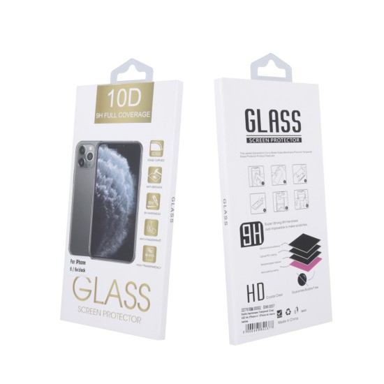 Full Coverage 9H Tempered Glass 10D priekš Apple iPhone 12 mini - Melns - Ekrāna Aizsargstikls / Bruņota Stikla Aizsargplēve