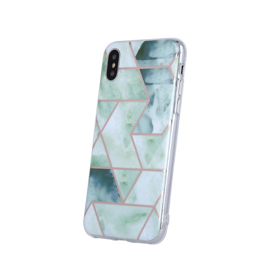 Geometric Marmur Back Case priekš Apple iPhone 12 / 12 Pro - Zaļš - silikona aizmugures apvalks / bampers-vāciņš