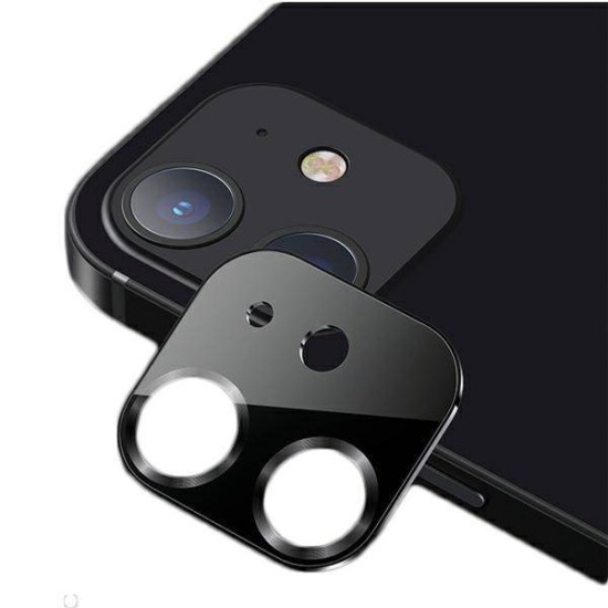 Usams Metal Camera Lens Tempered Glass protector priekš Apple iPhone 12 mini - Melns - metālisks aizmugurējās kameras aizsargstikls