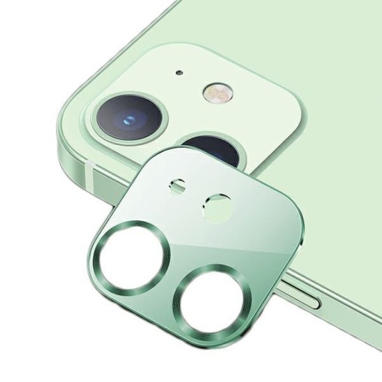 Usams Metal Camera Lens Tempered Glass protector priekš Apple iPhone 12 mini - Zaļš - metālisks aizmugurējās kameras aizsargstikls