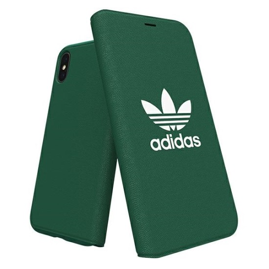 Adidas Original Canvas Booklet Case priekš Apple iPhone X / XS - Zaļš - sāniski atverams maciņš / grāmatveida maks