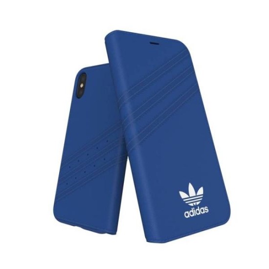 Adidas Original Suede Series Booklet Case priekš Apple iPhone X / XS - Zils - sāniski atverams maciņš / grāmatveida maks
