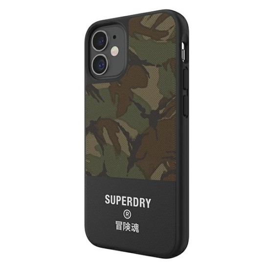 SuperDry Canvas Moulded Back Case priekš Apple iPhone 12 mini - Kamuflāža - plastikas aizmugures apvalks / bampers-vāciņš