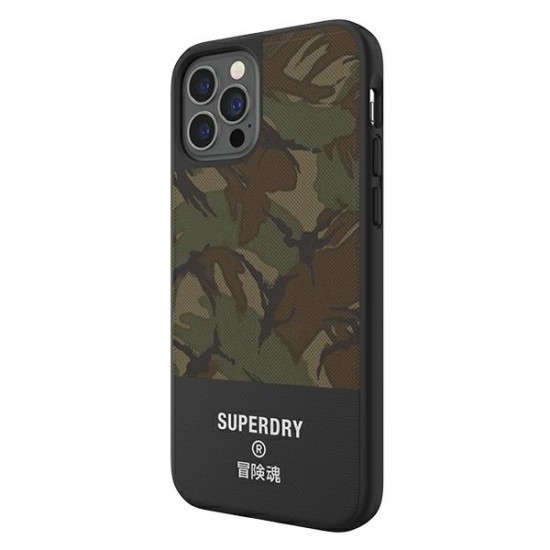 SuperDry Canvas Moulded Back Case priekš Apple iPhone 12 Pro Max - Kamuflāža - plastikas aizmugures apvalks / bampers-vāciņš