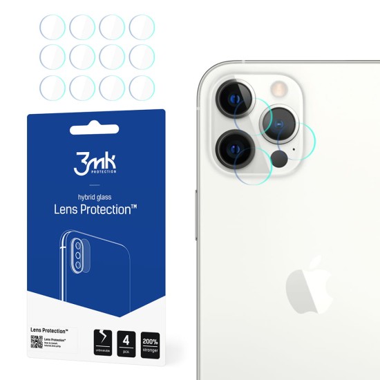 3MK Lens Protection (4 gab.) Hybrid Tempered Glass / Film camera protector priekš Apple iPhone 12 Pro Max - hibrīds aizmugurējās kameras aizsargstikls / aizsargplēve