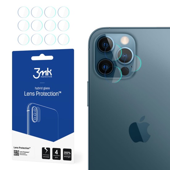3MK Lens Protection (4 gab.) Hybrid Tempered Glass / Film camera protector priekš Apple iPhone 12 Pro - hibrīds aizmugurējās kameras aizsargstikls / aizsargplēve