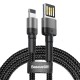 Baseus 2M Cafule 1.5A USB to Lightning cable - Melns / Pelēks - Apple iPhone / iPad lādēšanas un datu kabelis / vads