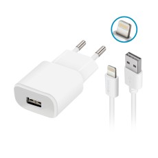 Forever Wall Charger 2A with Lightning 8-pin Cable 1.2m - Balts - Tīkla lādētājs ar vadu