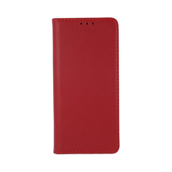 Genuine Leather Case Smart Pro priekš Xiaomi Redmi 9C / 10A - Sarkans - dabīgās ādas maciņš sāniski atverams ar stendu