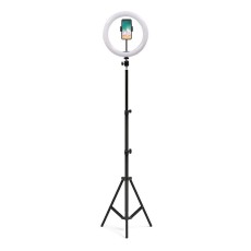 LED Ring Lamp Selfie 26cm with 1.6m Tripod / Remote control - Melns - Riņķa lampa, dienas gaismas statīvs
