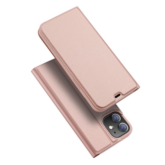 Dux Ducis Skin Pro series priekš Apple iPhone 12 mini - Rozā Zelts - sāniski atverams maciņš ar magnētu un stendu