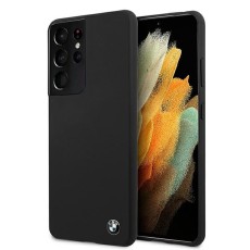 BMW Silicone series Back Case BMHCS21LSILBK priekš Samsung Galaxy S21 Ultra G998 - Melns - silikona aizmugures apvalks / bampers-vāciņš