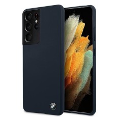 BMW Silicone series Back Case BMHCS21LSILNA priekš Samsung Galaxy S21 Ultra G998 - Tumši Zils - silikona aizmugures apvalks / bampers-vāciņš