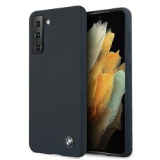 BMW Silicone series Back Case BMHCS21SSILNA priekš Samsung Galaxy S21 G991 - Tumši Zils - silikona aizmugures apvalks / bampers-vāciņš