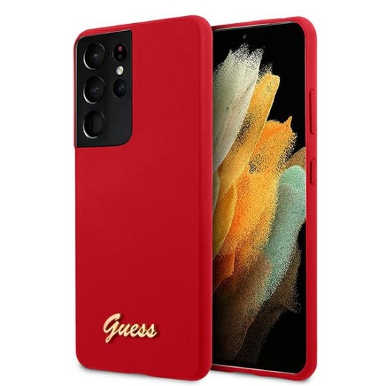 Guess Silicone Script Gold Logo series Back Case GUHCS21MLSLMGRE для Samsung Galaxy S21 Plus G996 - Красный - силиконовый чехол-накладка / бампер-крышка