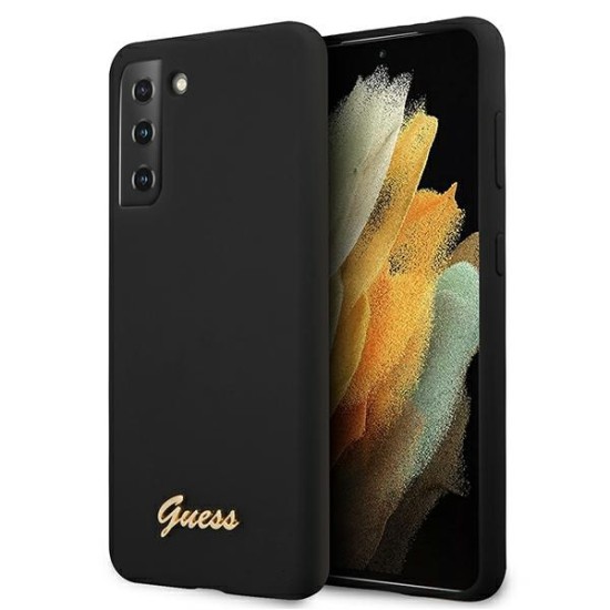 Guess Silicone Script Gold Logo series Back Case GUHCS21SLSLMGBK для Samsung Galaxy S21 G991 - Чёрный - силиконовый чехол-накладка / бампер-крышка