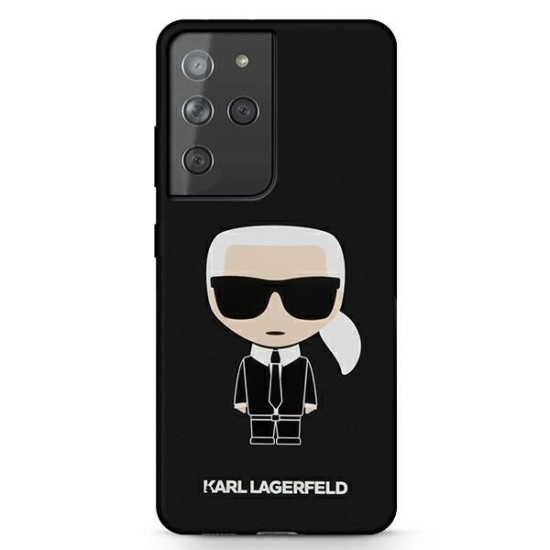 Karl Lagerfeld Silicone Iconic series Back Case KLHCS21LSLFKBK priekš Samsung Galaxy S21 Ultra G998 - Melns - silikona aizmugures apvalks / bampers-vāciņš