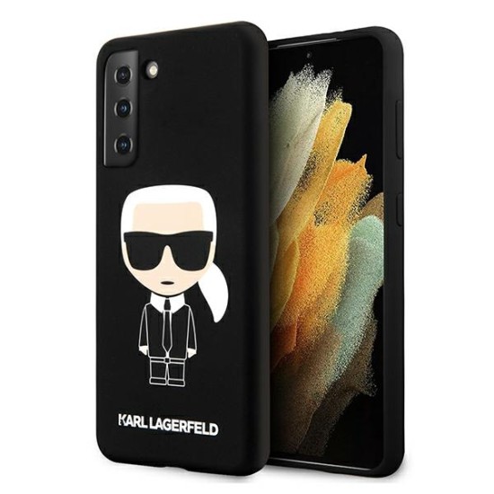 Karl Lagerfeld Silicone Iconic series Back Case KLHCS21MSLFKBK priekš Samsung Galaxy S21 Plus G996 - Melns - silikona aizmugures apvalks / bampers-vāciņš