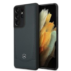 Mercedes Benz Urban Line Leather Back Case MEHCS21LARMNA priekš Samsung Galaxy S21 Ultra G998 - Tumši Zils - ādas aizmugures apvalks / bampers-vāciņš