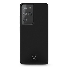 Mercedes Benz Silicone series Back Case MEHCS21LSILBK priekš Samsung Galaxy S21 Ultra G998 - Melns - silikona aizmugures apvalks / bampers-vāciņš