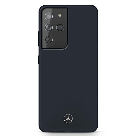 Mercedes Benz Silicone series Back Case MEHCS21LSILNA priekš Samsung Galaxy S21 Ultra G998 - Tumši Zils - silikona aizmugures apvalks / bampers-vāciņš