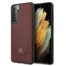 Mercedes Benz Urban Line Leather Back Case MEHCS21MARMRE priekš Samsung Galaxy S21 Plus G996 - Sarkans - ādas aizmugures apvalks / bampers-vāciņš