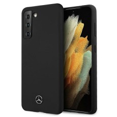 Mercedes Benz Silicone series Back Case MEHCS21MSILBK priekš Samsung Galaxy S21 Plus G996 - Melns - silikona aizmugures apvalks / bampers-vāciņš