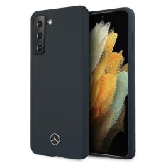 Mercedes Benz Silicone series Back Case MEHCS21MSILNA priekš Samsung Galaxy S21 Plus G996 - Tumši Zils - silikona aizmugures apvalks / bampers-vāciņš