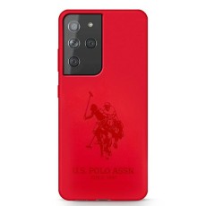 U.S. Polo Assn. Silicone On Tone Collection series USHCS21LSLHRTRE priekš Samsung Galaxy S21 Ultra G998 - Sarkans - silikona aizmugures apvalks / bampers-vāciņš
