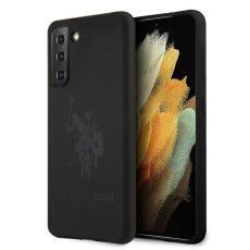 U.S. Polo Assn. Silicone On Tone Collection series USHCS21MSLHRTBK priekš Samsung Galaxy S21 Plus G996 - Melns - silikona aizmugures apvalks / bampers-vāciņš