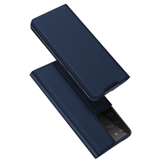 Dux Ducis Skin Pro series priekš Samsung Galaxy S21 Ultra G998 - Tumši Zils - sāniski atverams maciņš ar magnētu un stendu