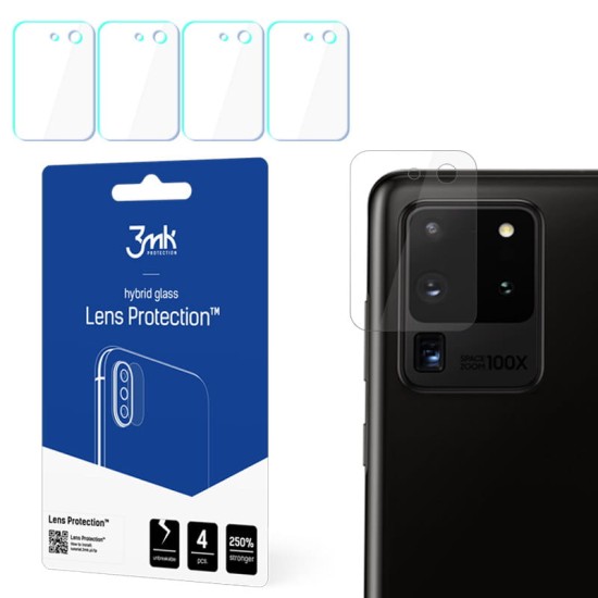 3MK Lens Protection (4 gab.) Hybrid Tempered Glass / Film camera protector priekš Samsung Galaxy S20 Ultra 5G G988 - hibrīds aizmugurējās kameras aizsargstikls / aizsargplēve