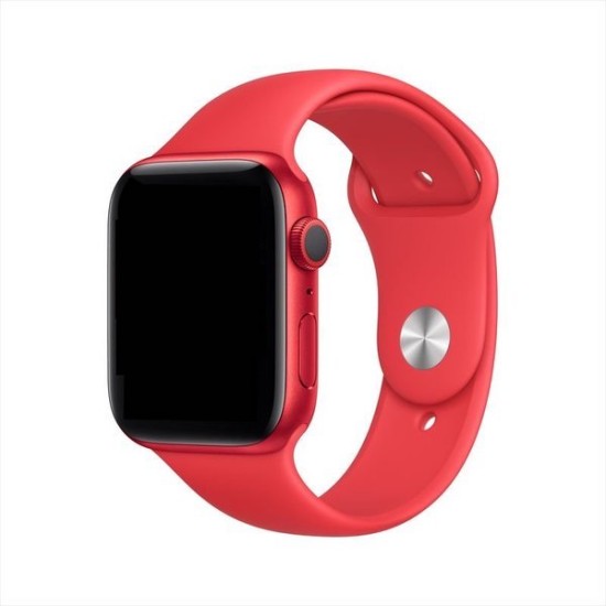 Devia Strap Deluxe Sport priekš Apple Watch 42 / 44 / 45 mm / Ultra 49 mm - Sarkans - silikona siksniņa (josta) priekš pulksteņiem