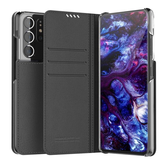 Araree Mustang Diary Book Case priekš Samsung Galaxy S21 G991 - Melns - sāniski atverams mākslīgās ādas maciņš / grāmatveida maks