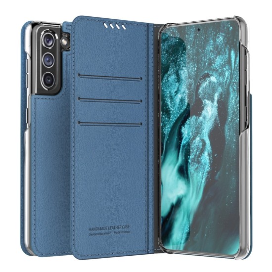 Araree Mustang Diary Book Case priekš Samsung Galaxy S21 Plus G996 - Zils - sāniski atverams mākslīgās ādas maciņš / grāmatveida maks