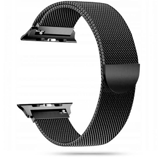 Tech-Protect Magnetic Milanese Metal Watch Band priekš Apple Watch 42 / 44 / 45 mm / Ultra 49 mm - Melns - siksniņa viedpulksteņiem no nerūsējoša tērauda ar magnētu