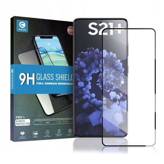 Mocolo TG+ Full Glue Tempered Glass screen protector priekš Samsung Galaxy S21 Plus G996 - Melns - Ekrāna Aizsargstikls / Bruņota Stikla Aizsargplēve