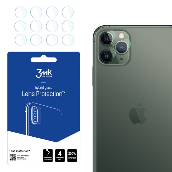 3MK Lens Protection (4 gab.) Hybrid Tempered Glass / Film camera protector priekš Apple iPhone 11 Pro Max - hibrīds aizmugurējās kameras aizsargstikls / aizsargplēve