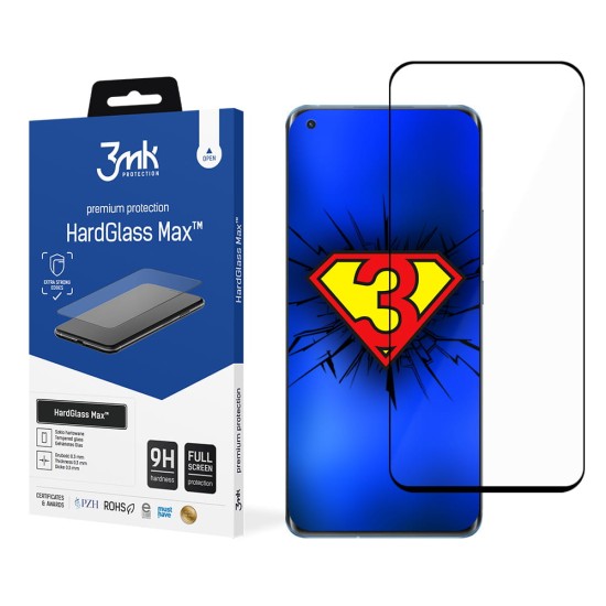 3MK Hard Glass Max Tempered Glass protector priekš Xiaomi Mi 11 / Mi 11 Ultra - Melns - Ekrāna Aizsargstikls / Bruņota Stikla Aizsargplēve (Full screen size curved)